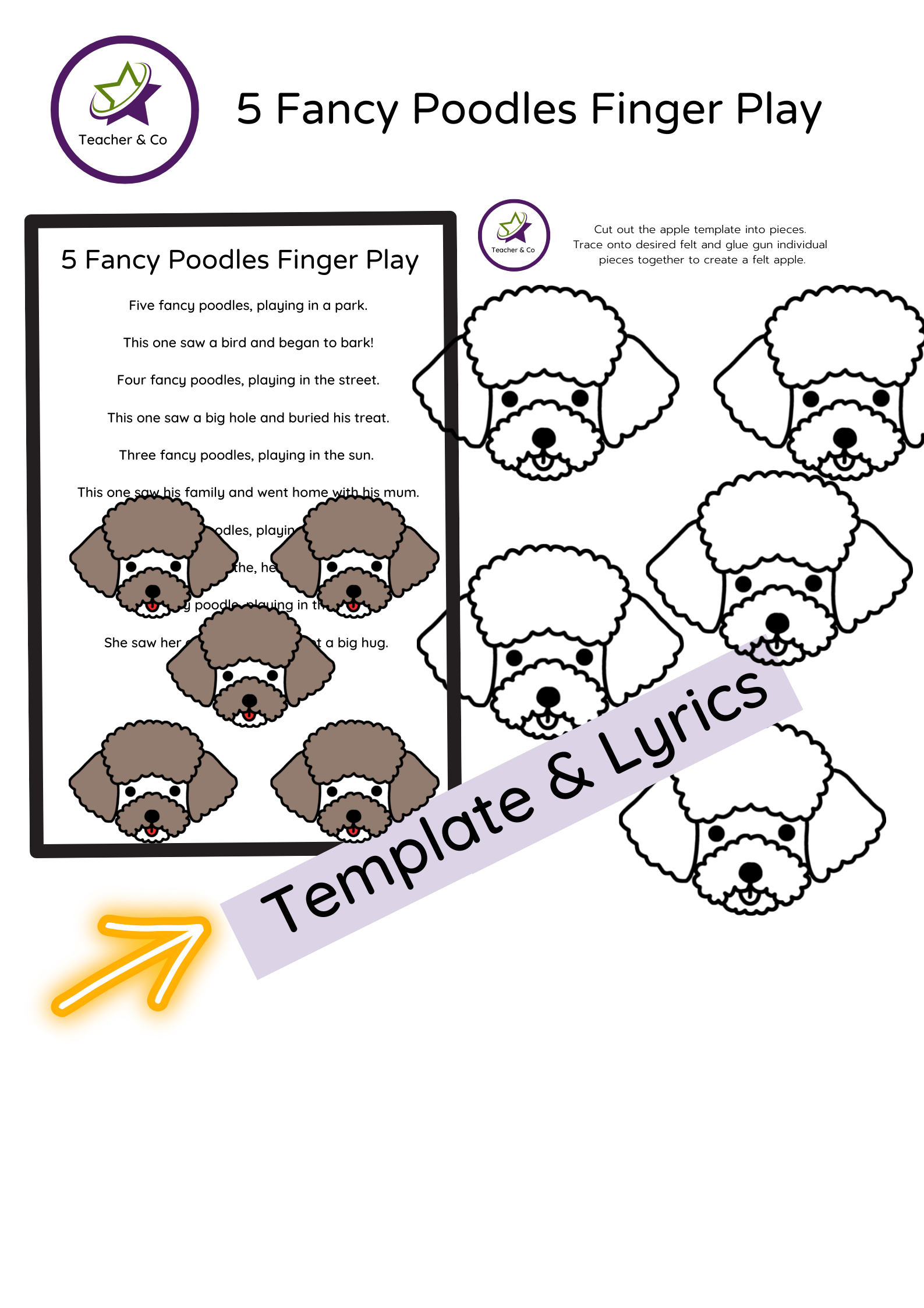 5 Fancy Poodles Finger Play & Rhyme